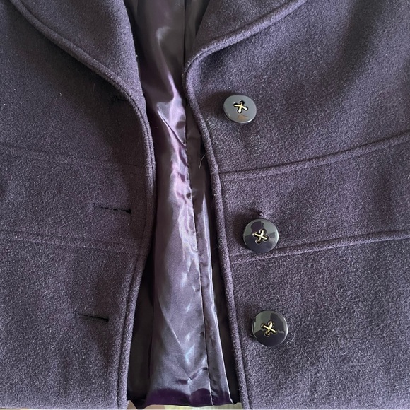 Larry Levine Women’s Sport Purple Wool Long Jacket - Picture 3 of 14